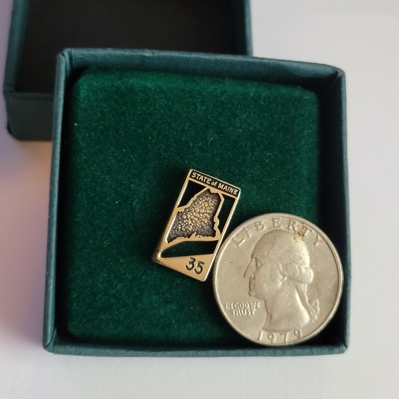NWT Vintage State of Maine service pin 35 year lapel tack gold tone - Picture 8 of 9